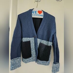Cos Blue Colorblock Cardigan